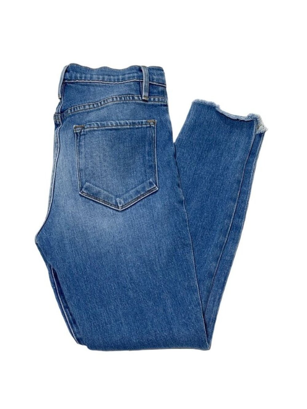 Talbots Flawless Slim Ankle Jeans Size 12 Distressed Raw Hem Medium Wash Stretch - Picture 11 of 12